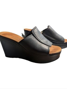 Robert Clergerie Black Leather Platform Mule Sandals Size 8